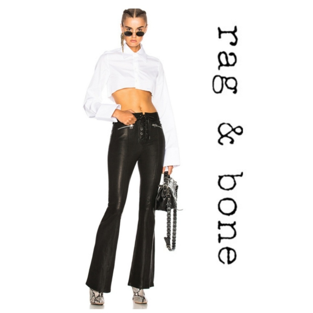 🐺NWT🐺rag & bone Lace-Up Leather Bell Bottom